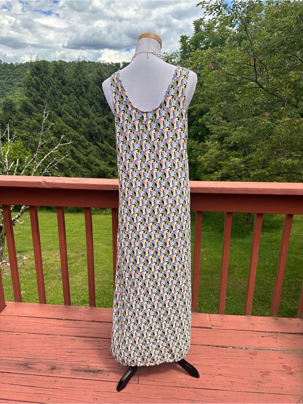 Flax Vintage Multicolor Geometric Scoop-Neck Maxi Dress - Picture 3 of 4